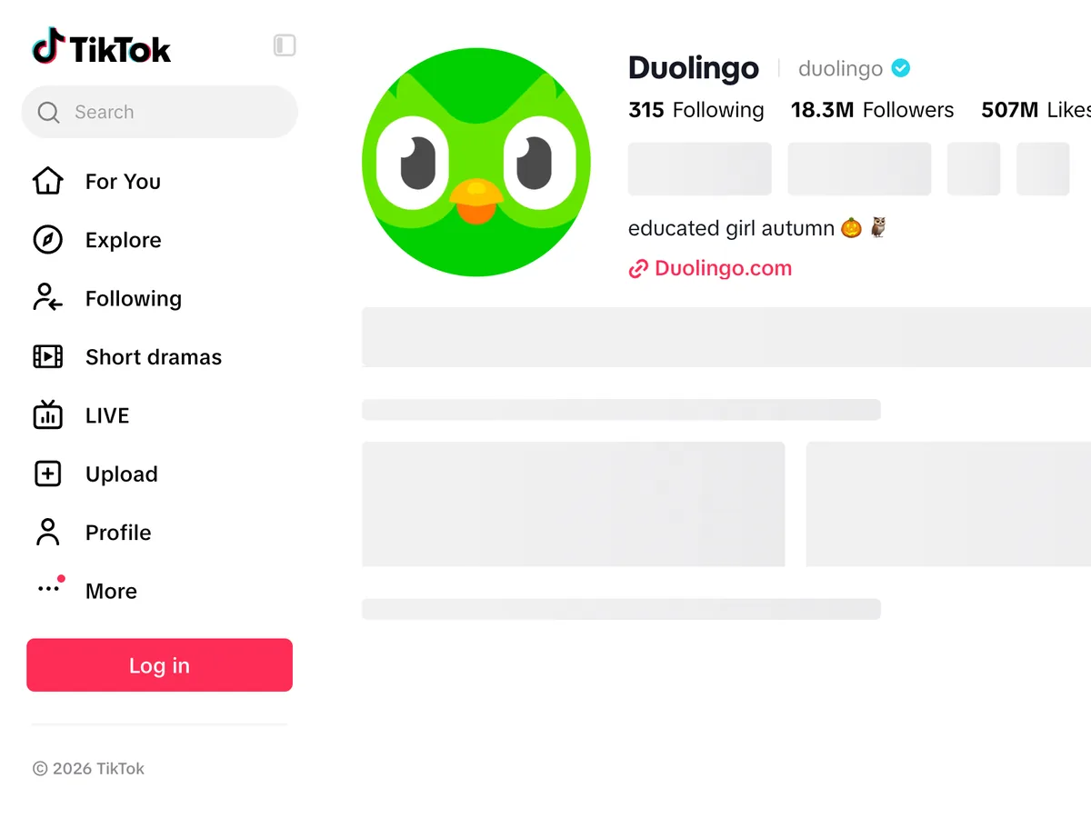 Duolingo'nun 18,3 milyon takipçili TikTok profili